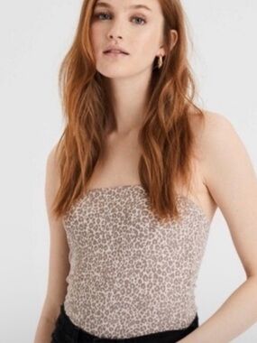 American Eagle Outfitters Beige and Taupe Leopard Tube Top